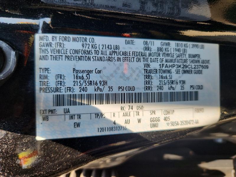 2012 Ford Focus მანქანა იყიდება აუქციონზე, vin: 1FAHP3K29CL237609, აუქციონის ნომერი: 63476316