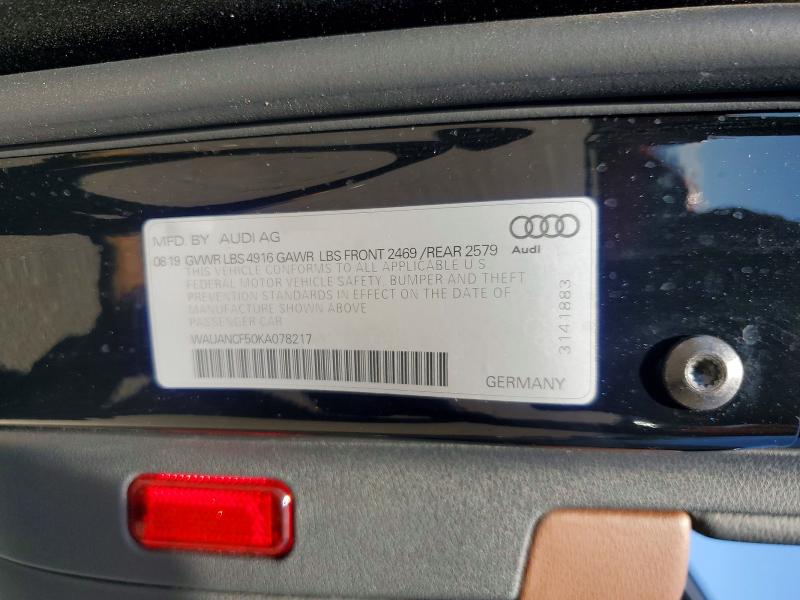 65362076 :رقم المزاد ، WAUANCF50KA078217 vin ، 2019 Audi A5 مزاد بيع