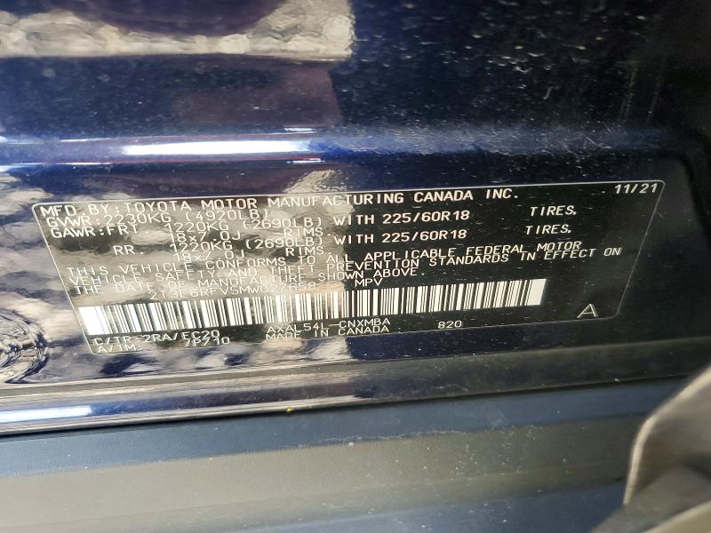 Aukcja sprzedaży 2021 Toyota Rav4, vin: 2T3E6RFV5MW027658, numer aukcji: 65884546