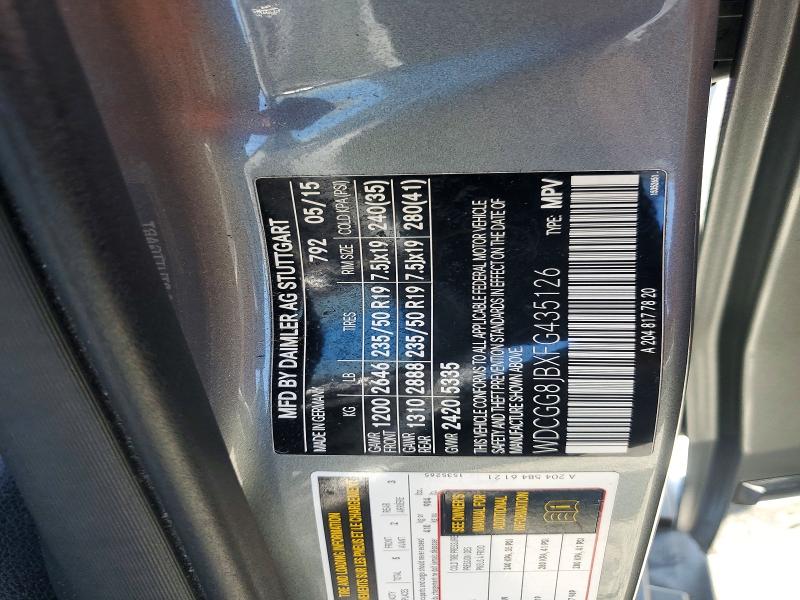 63247596 :رقم المزاد ، WDCGG8JBXFG435126 vin ، 2015 Mercedes-benz Glk مزاد بيع