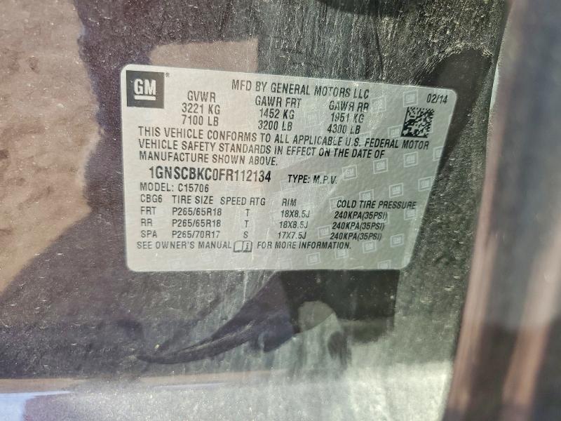 Продаж на аукціоні авто 2015 Chevrolet Tahoe, vin: 1GNSCBKC0FR112134, номер лоту: 66729146
