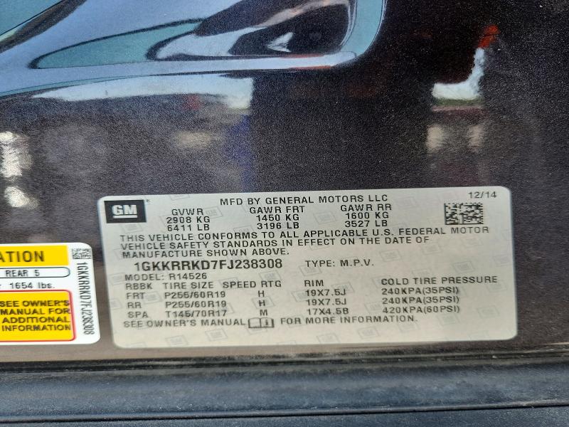 Aukcja sprzedaży 2015 Gmc Acadia, vin: 1GKKRRKD7FJ238308, numer aukcji: 65095836
