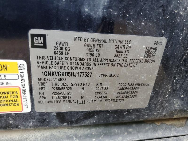 Aukcja sprzedaży 2017 Chevrolet Traverse, vin: 1GNKVGKD5HJ177627, numer aukcji: 65503756