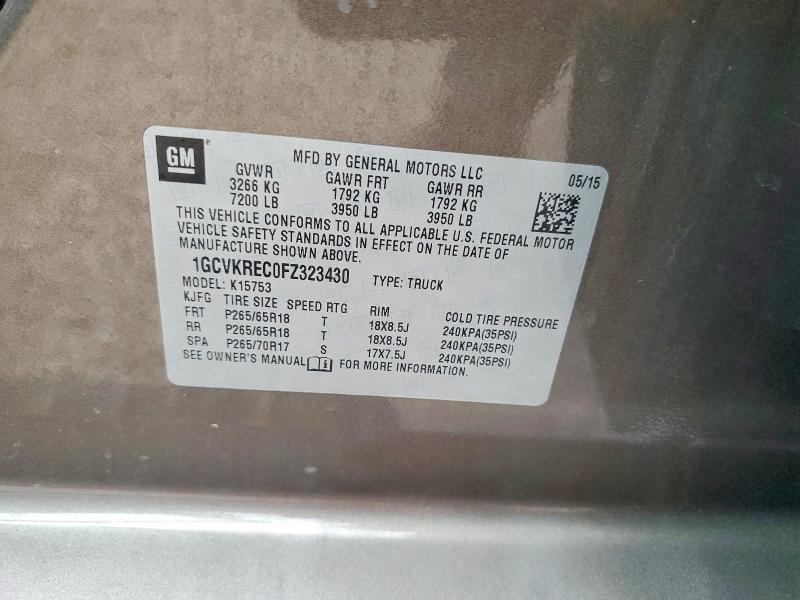 2015 Chevrolet Silverado მანქანა იყიდება აუქციონზე, vin: 1GCVKREC0FZ323430, აუქციონის ნომერი: 65049136