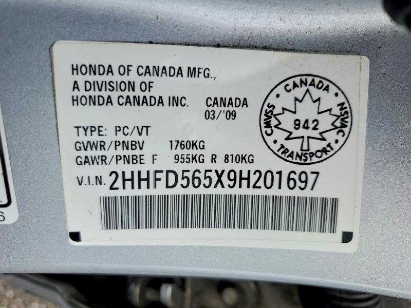 Продажа на аукционе авто 2009 Acura Csx, vin: 2HHFD565X9H201697, номер лота: 66097906