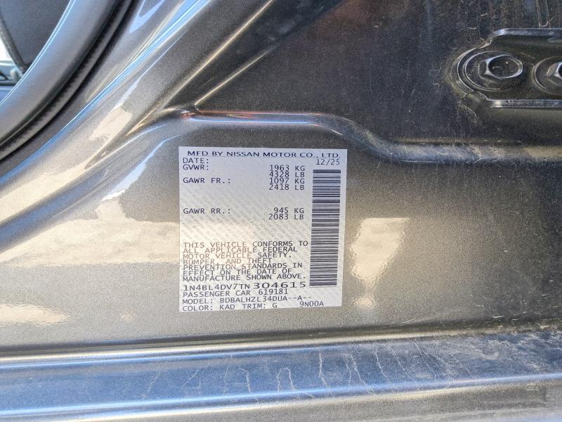 2026 Nissan Altima მანქანა იყიდება აუქციონზე, vin: 1N4BL4DV7TN304615, აუქციონის ნომერი: 63844006