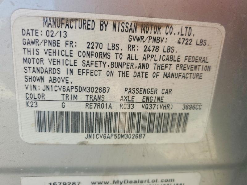 Aukcja sprzedaży 2013 Infiniti G37 Sedan, vin: JN1CV6AP5DM302687, numer aukcji: 65143406