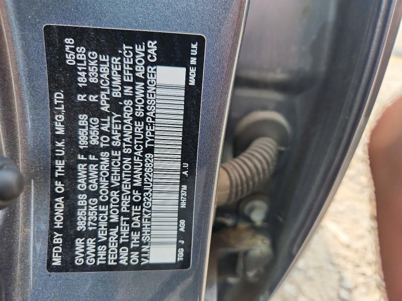 64128076 :رقم المزاد ، SHHFK7G23JU226829 vin ، 2018 Honda Civic مزاد بيع