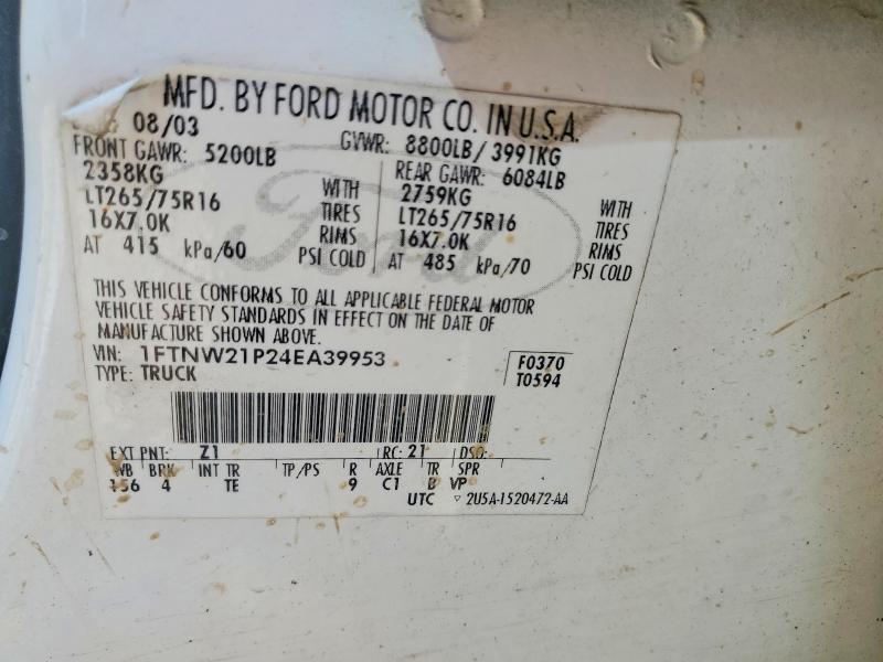 66954546 :رقم المزاد ، 1FTNW21P24EA39953 vin ، 2004 Ford F250 مزاد بيع