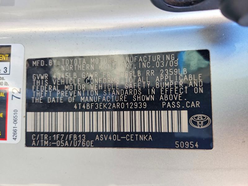 Продаж на аукціоні авто 2010 Toyota Camry, vin: 4T4BF3EK2AR012939, номер лоту: 66502256