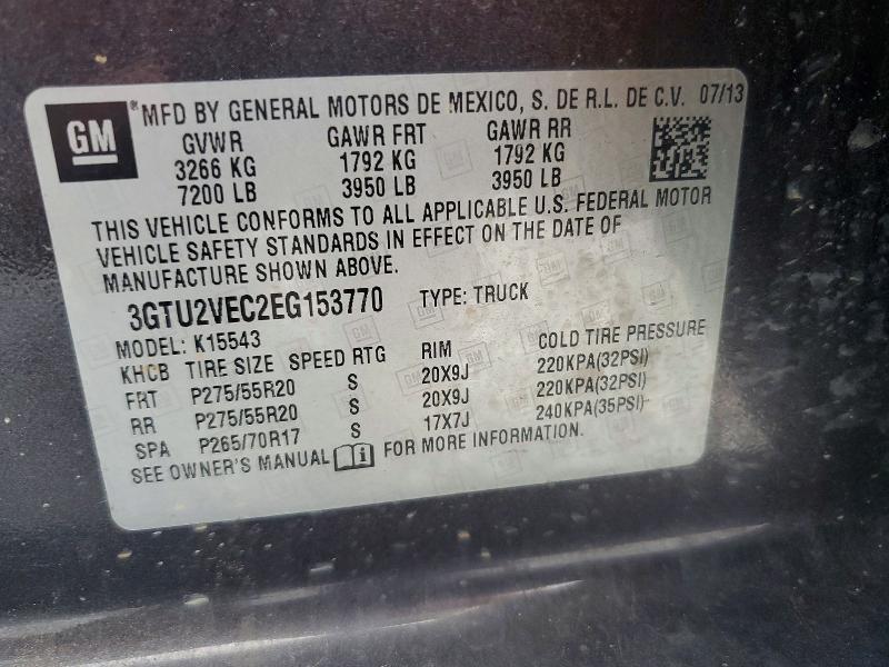 Aukcja sprzedaży 2014 Gmc Sierra, vin: 3GTU2VEC2EG153770, numer aukcji: 64427156