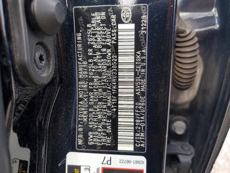 2017 Toyota Camry მანქანა იყიდება აუქციონზე, vin: 4T1BF1FK4HU330522, აუქციონის ნომერი: 65139646