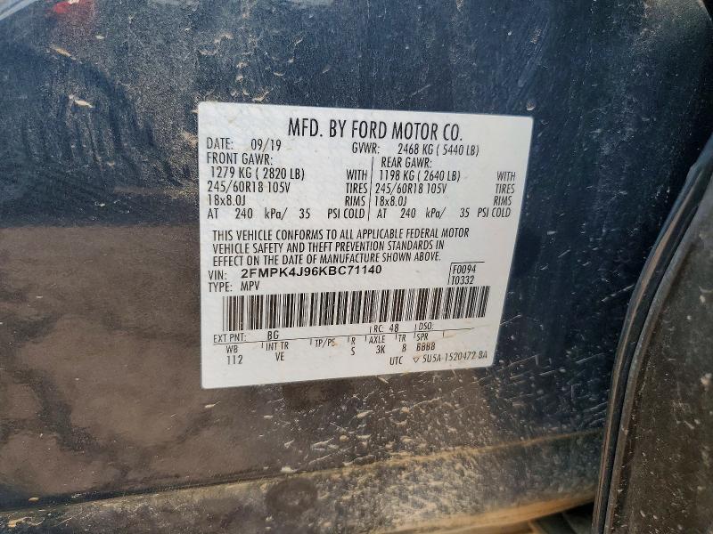 Продажа на аукционе авто 2019 Ford Edge, vin: 2FMPK4J96KBC71140, номер лота: 64194806