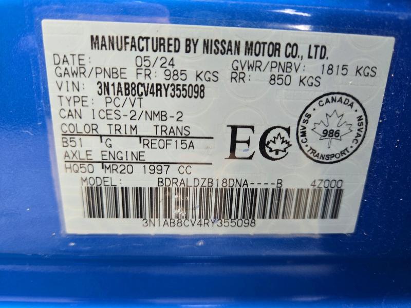 Продаж на аукціоні авто 2024 Nissan Sentra, vin: 3N1AB8CV4RY355098, номер лоту: 61232906