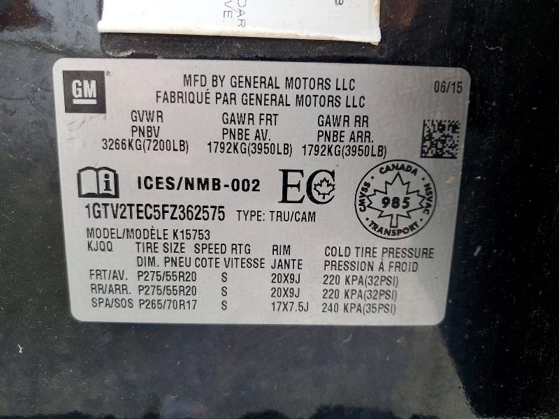 66207636 :رقم المزاد ، 1GTV2TEC5FZ362575 vin ، 2015 Gmc Sierra مزاد بيع
