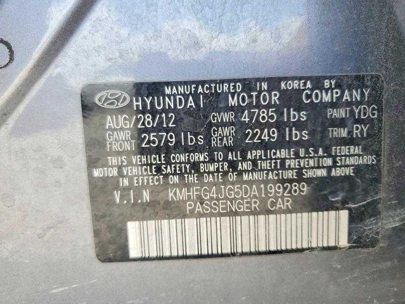 2013 Hyundai Azera მანქანა იყიდება აუქციონზე, vin: KMHFG4JG5DA199289, აუქციონის ნომერი: 67144026