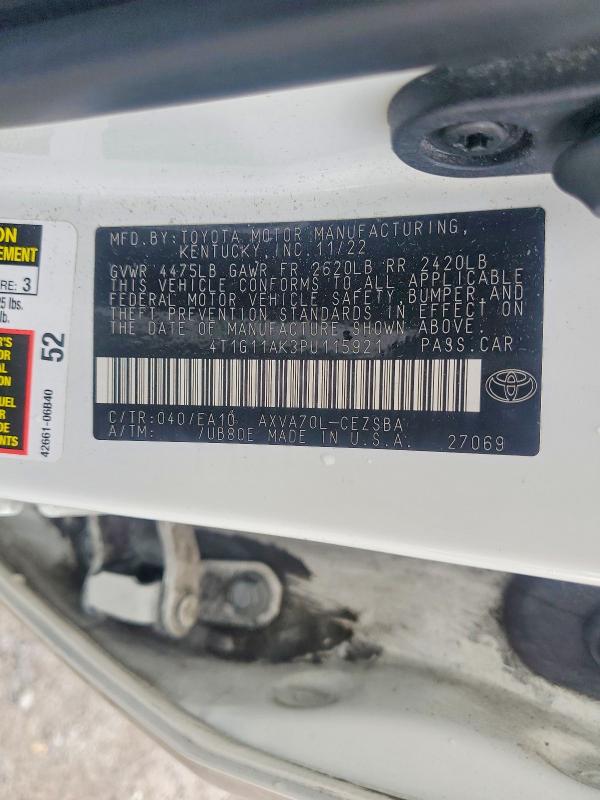 Продажа на аукционе авто 2023 Toyota Camry, vin: 4T1G11AK3PU115921, номер лота: 64604906