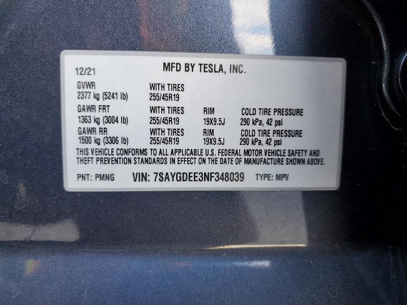 Aukcja sprzedaży 2022 Tesla Model Y, vin: 7SAYGDEE3NF348039, numer aukcji: 66373206