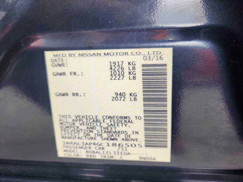 Aukcja sprzedaży 2016 Nissan Altima, vin: 1N4AL3AP4GC186505, numer aukcji: 63851976