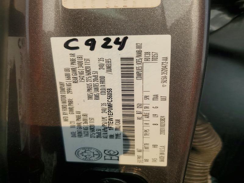 Aukcja sprzedaży 2021 Ford F150, vin: 1FTEW1EP0MFC56058, numer aukcji: 62065886