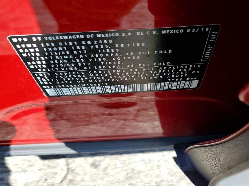 Продажа на аукционе авто 2019 Volkswagen Tiguan, vin: 3VV1B7AX9KM125812, номер лота: 66260936