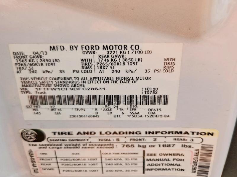Продажа на аукционе авто 2013 Ford F150, vin: 1FTFW1CF9DFC28631, номер лота: 66046256