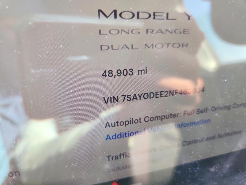 Aukcja sprzedaży 2022 Tesla Model Y, vin: 7SAYGDEE2NF463604, numer aukcji: 66653266