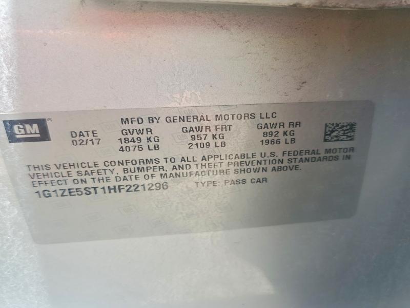 Продаж на аукціоні авто 2017 Chevrolet Malibu, vin: 1G1ZE5ST1HF221296, номер лоту: 64396146