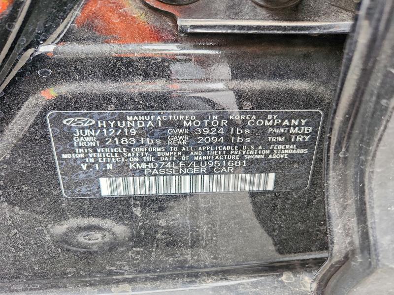 63930376 :رقم المزاد ، KMHD74LF7LU951681 vin ، 2020 Hyundai Elantra مزاد بيع