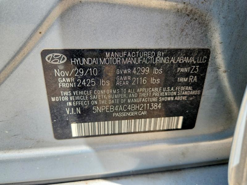Aukcja sprzedaży 2011 Hyundai Sonata, vin: 5NPEB4AC4BH211384, numer aukcji: 63425226