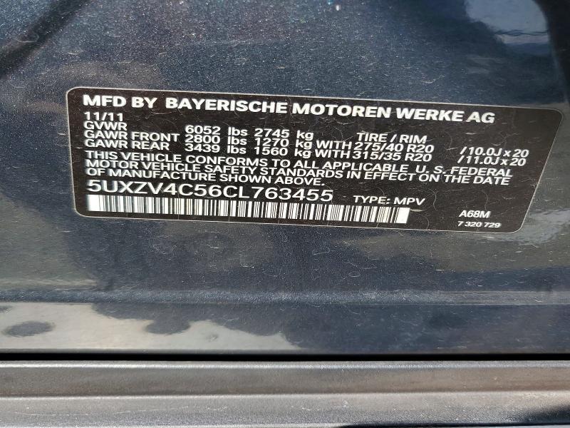 Aukcja sprzedaży 2012 Bmw X5, vin: 5UXZV4C56CL763455, numer aukcji: 64340836