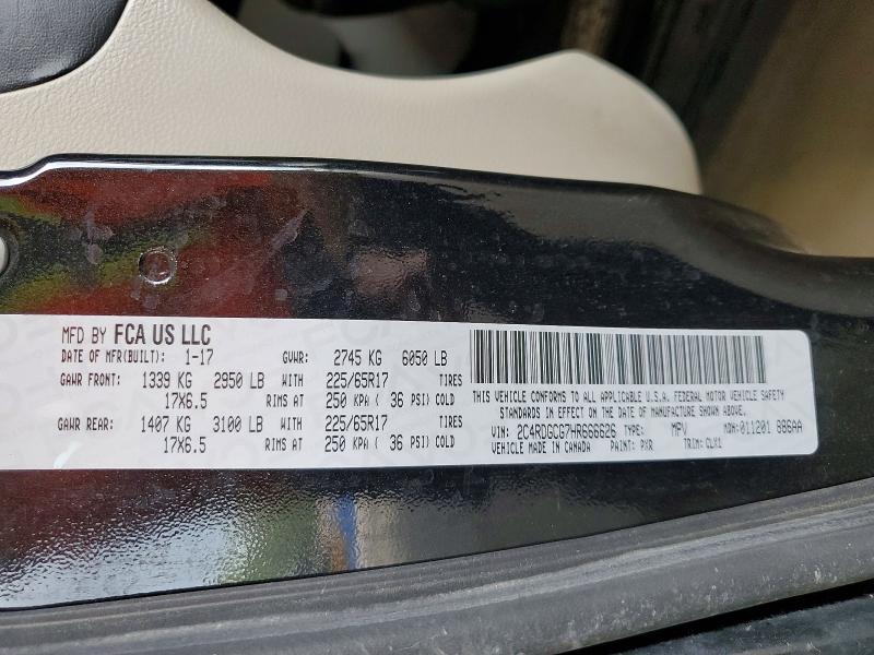 Aukcja sprzedaży 2017 Dodge Grand Caravan, vin: 2C4RDGCG7HR666626, numer aukcji: 66565826
