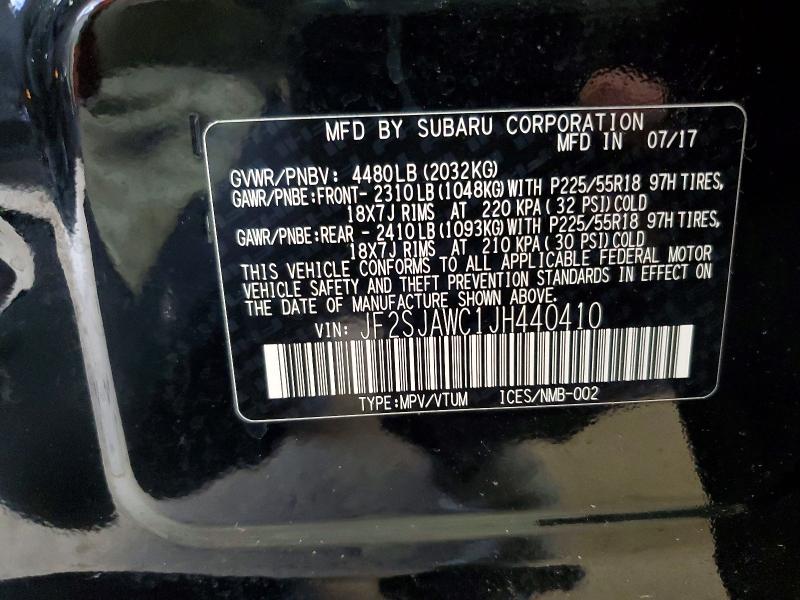 65010026 :رقم المزاد ، JF2SJAWC1JH440410 vin ، 2018 Subaru Forester مزاد بيع