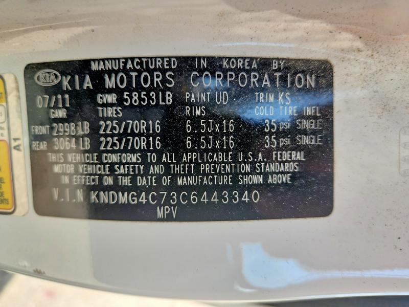 66597536 :رقم المزاد ، KNDMG4C73C6443340 vin ، 2012 Kia Sedona مزاد بيع