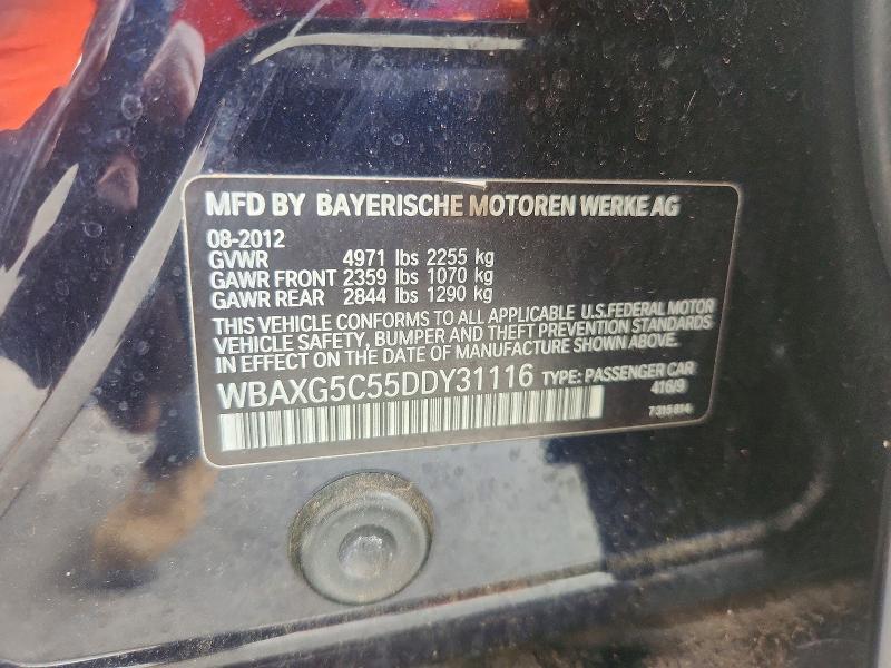 2013 Bmw 528 მანქანა იყიდება აუქციონზე, vin: WBAXG5C55DDY31116, აუქციონის ნომერი: 63808336