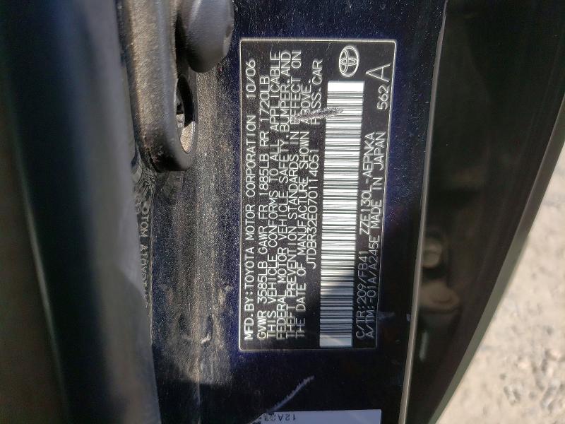 66218006 :رقم المزاد ، JTDBR32E070114051 vin ، 2007 Toyota Corolla مزاد بيع