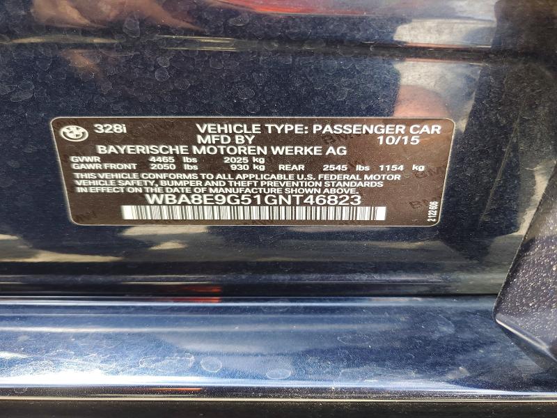 Продажа на аукционе авто 2016 Bmw 328, vin: WBA8E9G51GNT46823, номер лота: 65751096