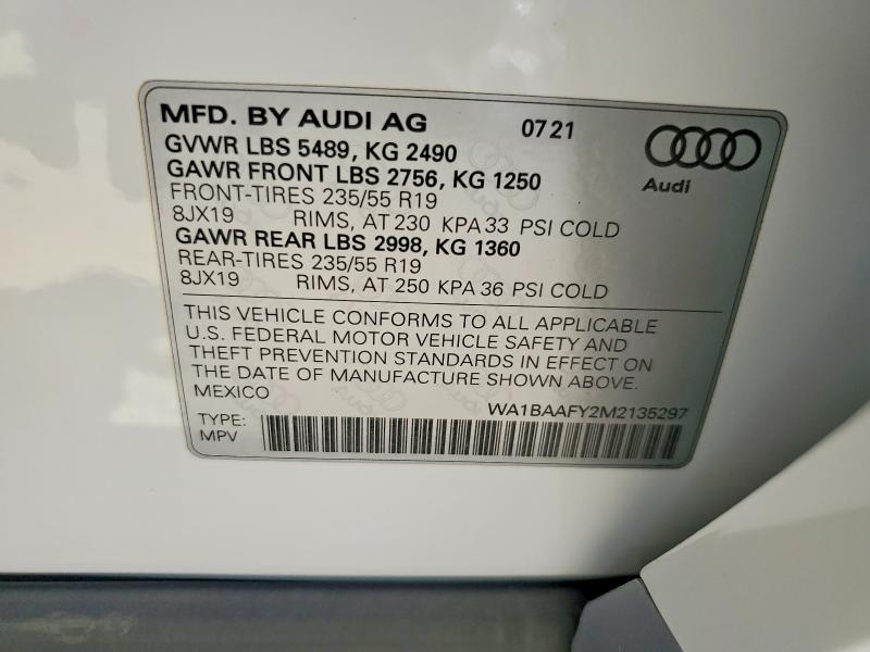 Aukcja sprzedaży 2021 Audi Q5, vin: WA1BAAFY2M2135297, numer aukcji: 65840366