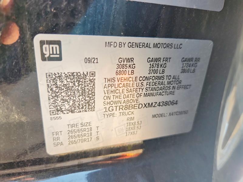 Aukcja sprzedaży 2021 Gmc Sierra, vin: 1GTR8BEDXMZ438064, numer aukcji: 65653746