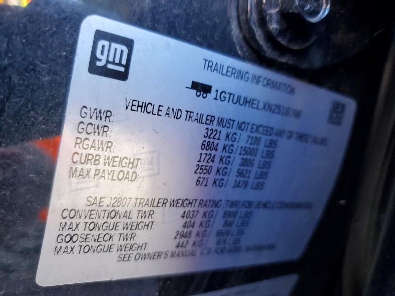 Aukcja sprzedaży 2022 Gmc Sierra, vin: 1GTUUHELXNZ516098, numer aukcji: 62701766