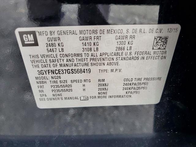 62493536 :رقم المزاد ، 3GYFNCE37GS568419 vin ، 2016 Cadillac Srx مزاد بيع