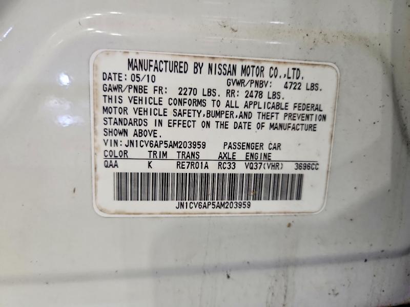 63549276 :رقم المزاد ، JN1CV6AP5AM203959 vin ، 2010 Infiniti G37 Sedan مزاد بيع