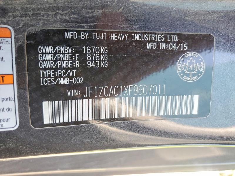 64345026 :رقم المزاد ، JF1ZCAC1XF9607011 vin ، 2015 Subaru Brz مزاد بيع