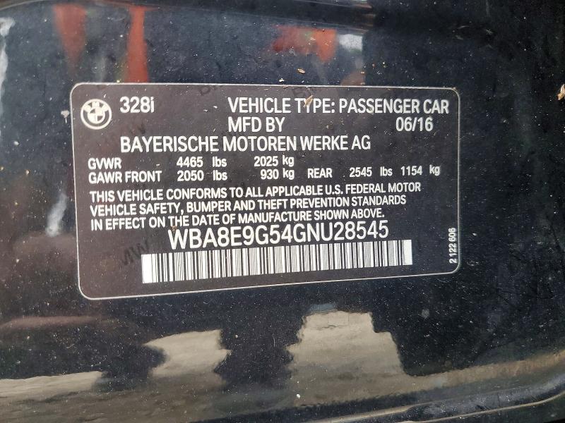 Продажа на аукционе авто 2016 Bmw 328, vin: WBA8E9G54GNU28545, номер лота: 64888726