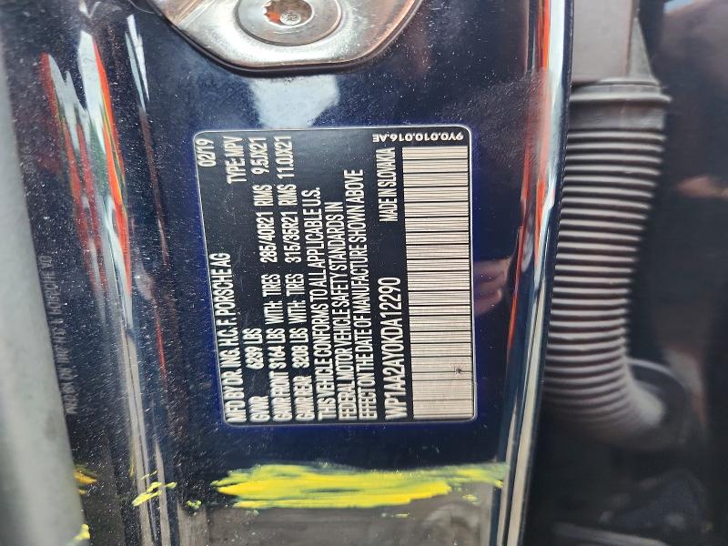 2019 Porsche Cayenne მანქანა იყიდება აუქციონზე, vin: WP1AA2AY0KDA12290, აუქციონის ნომერი: 61801776
