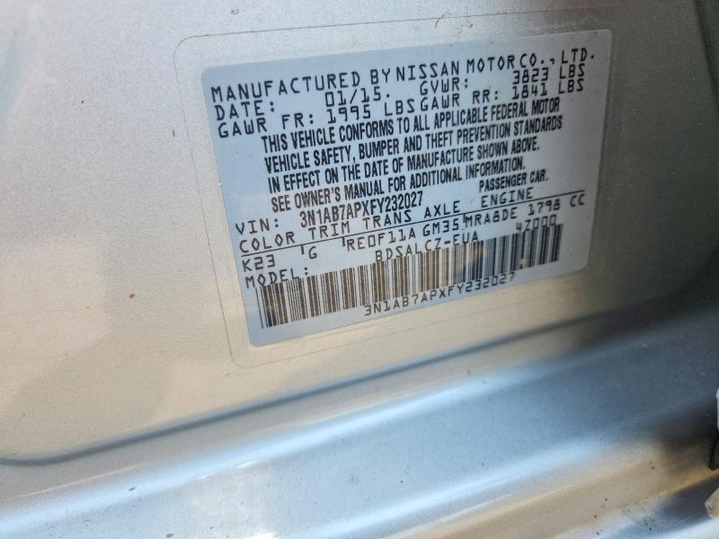 Продаж на аукціоні авто 2015 Nissan Sentra, vin: 3N1AB7APXFY232027, номер лоту: 66724316