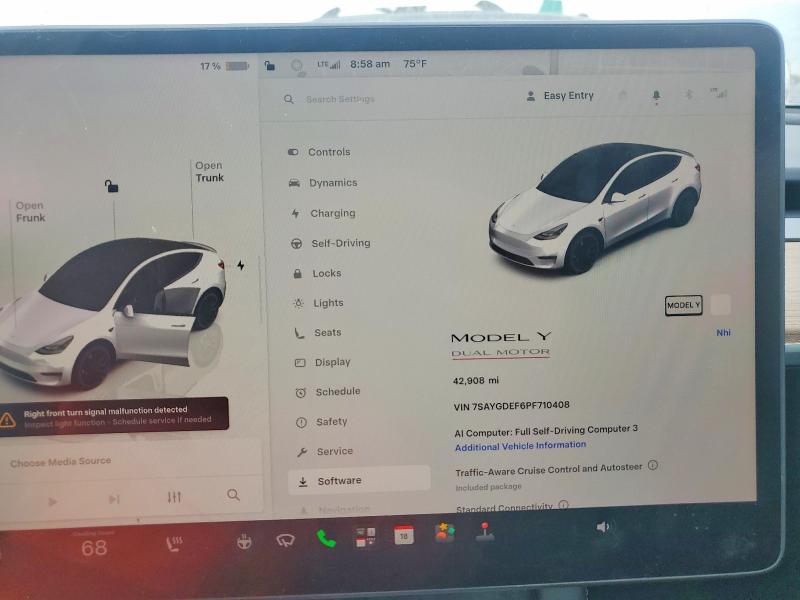 Продаж на аукціоні авто 2023 Tesla Model Y, vin: 7SAYGDEF6PF710408, номер лоту: 60640746