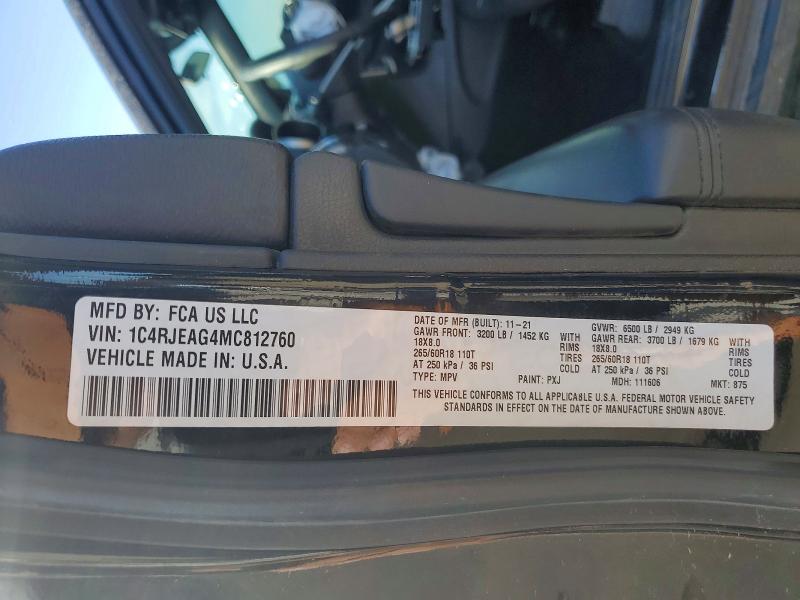 2021 Jeep Grand Cherokee მანქანა იყიდება აუქციონზე, vin: 1C4RJEAG4MC812760, აუქციონის ნომერი: 65707066