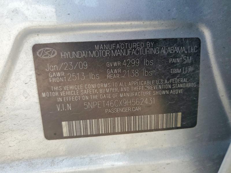 Продажа на аукционе авто 2009 Hyundai Sonata, vin: 5NPET46CX9H562431, номер лота: 63379946