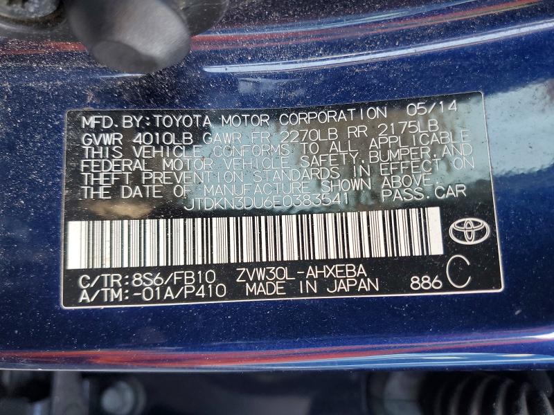 Продаж на аукціоні авто 2014 Toyota Prius, vin: JTDKN3DU6E0383541, номер лоту: 63245676
